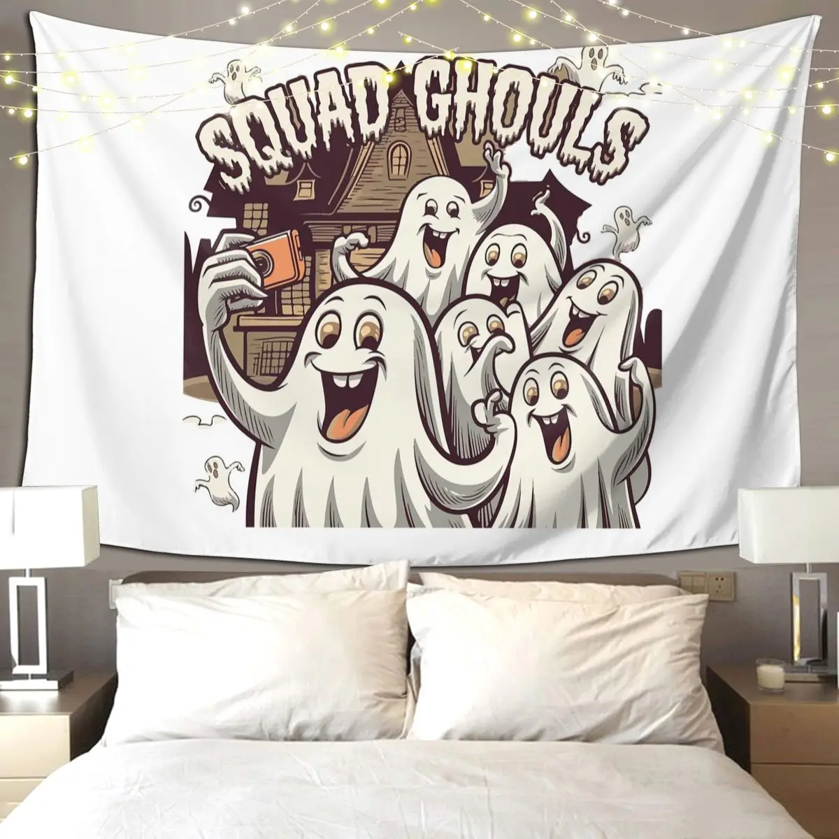 Squad Ghouls Tapestry Art Wall Hanging Aesthetic Home Decoration Tapestries for Living Room Bedroom Dorm Room