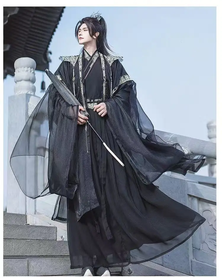 

Large Size Men's Hanfu Ancient Chinese Weijin Period Costume Large Sleeve Fairy Stage Suit Vintage Swordsman Cosplay Clothing