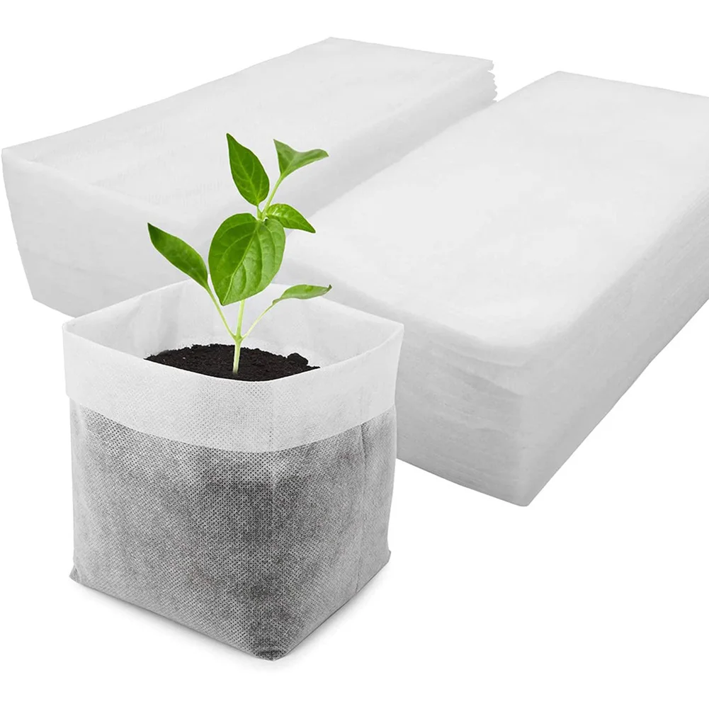 100 Pack White Non-Woven Grow Bags Biodegradable Plant Breeding Pots For Transplanting Plant Flowers Vegetables Garden