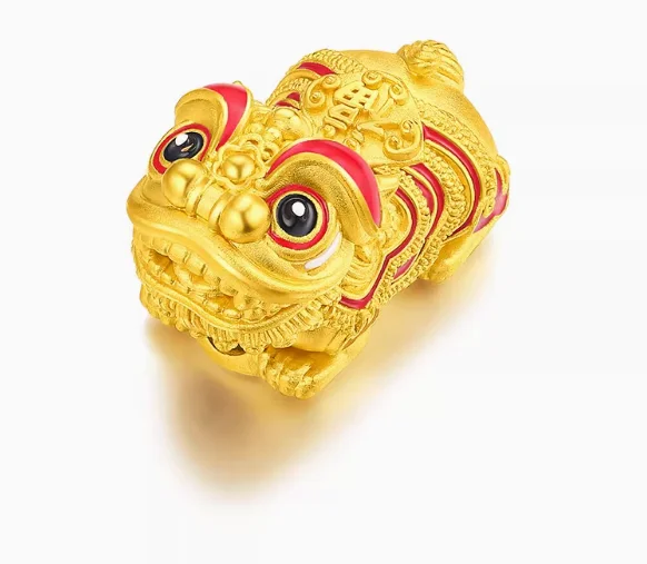 

24k pure gold charms fine gold lion charms real gold 999 jewelry accessories for bracelet