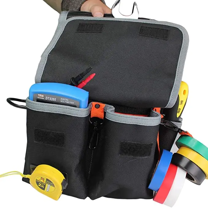 Melotough Electrician Tool Pouch with Waist Belt - Durable Multifunctional Medium Pouch Bag for Tool Organization and Storage