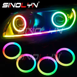 Sinolyn RGB Revolving Dynamic Cotton Angel Eyes Sequential Flowing Bluetooth -compatible APP Control 4 LED Rings 80/90/95/100mm