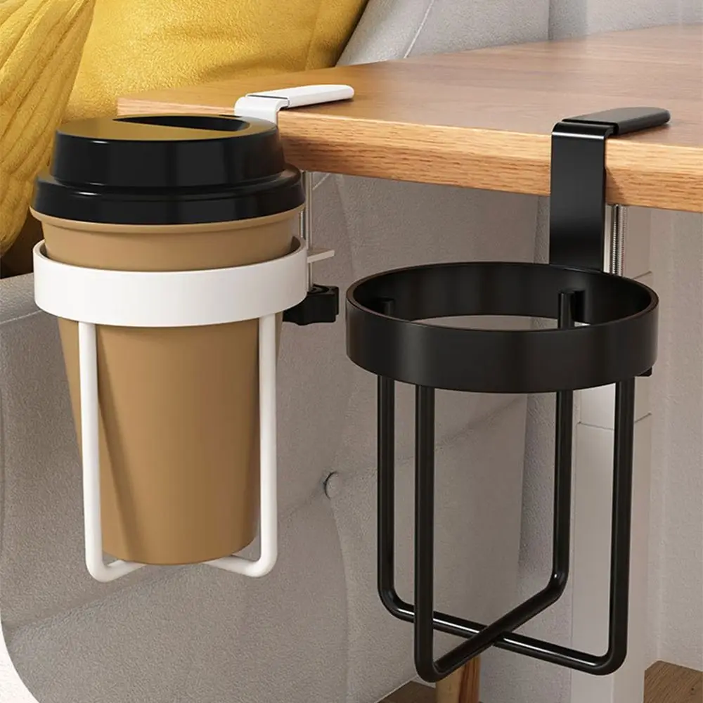 

2 in 1 Clip-on Cup Holder Metal Rust Proof Cup Hanging Storage Holder Sturdy Durable Desktop Mug Rack Office Accessories