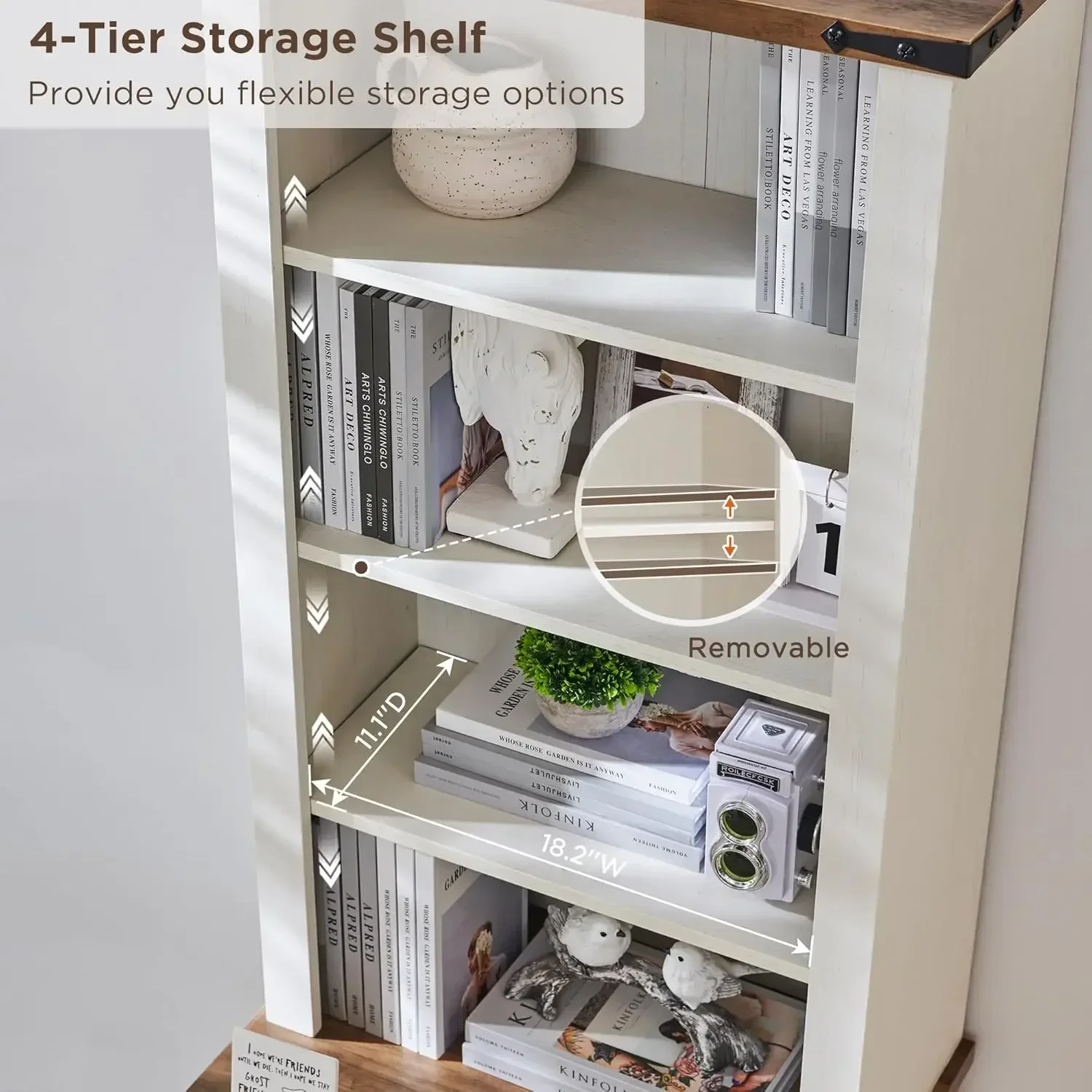 [أفضل بائع، اشترِ الآن! ]خزانة كتب مع درجين لملفين، رف كتب للمزرعة بطول 72 بوصة، خزانة خشبية ريفية من 4 طبقات للمكتب المنزلي، Livi