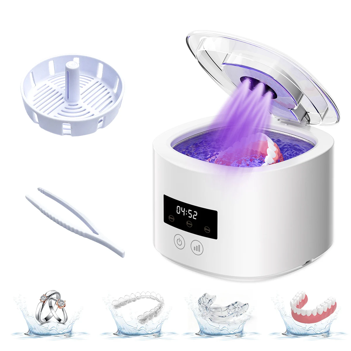 USB Rechargeable Ultrasonic Braces Cleaning Machine, Multi-Function for Invisible Retainer, Denture and Jewelry Care, 50KHZ