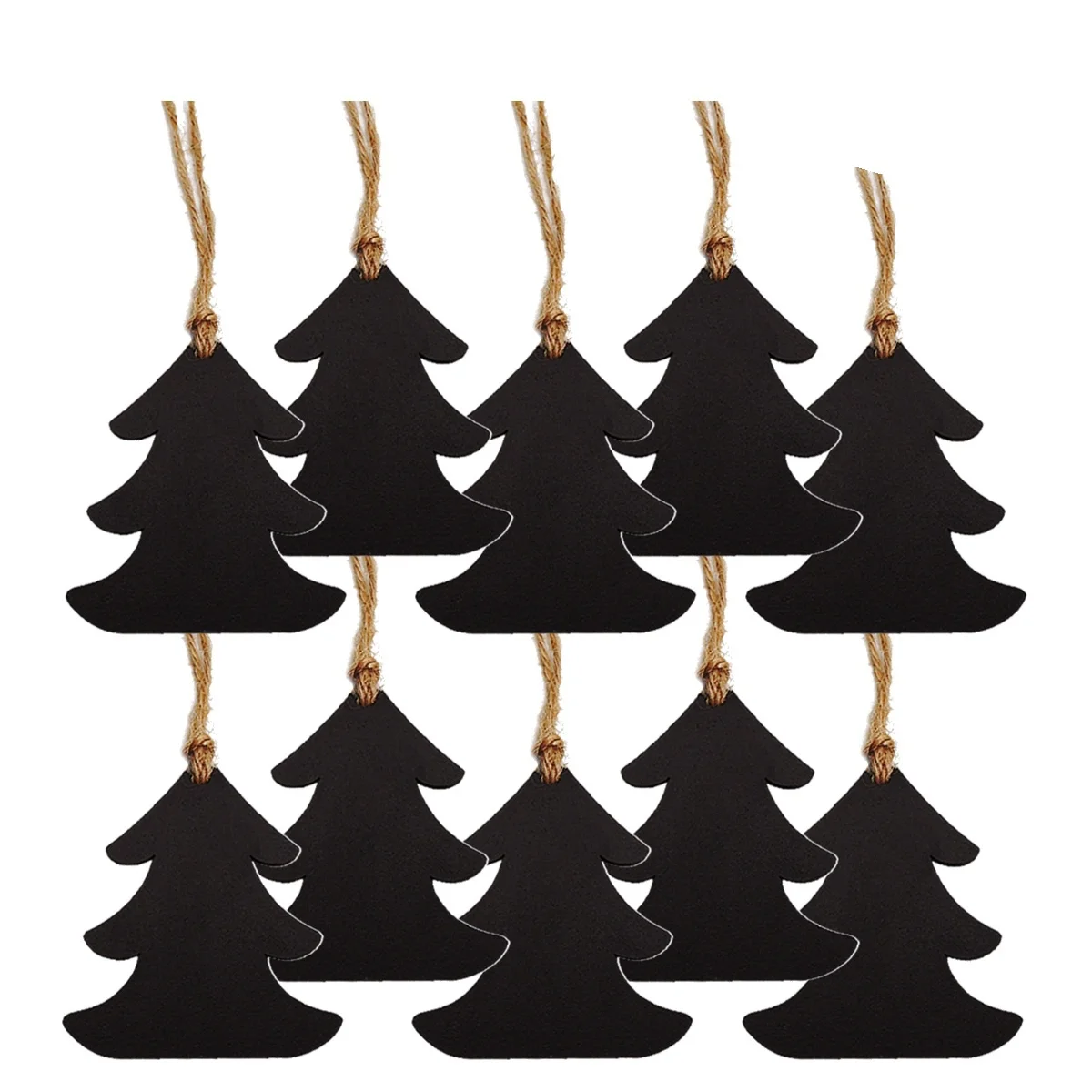 

10Pcs Double Sided Mini Blackboard Signs Christmas Tree Shaped Rustic Jute Twine Perfect for Home Wedding Party Decoration