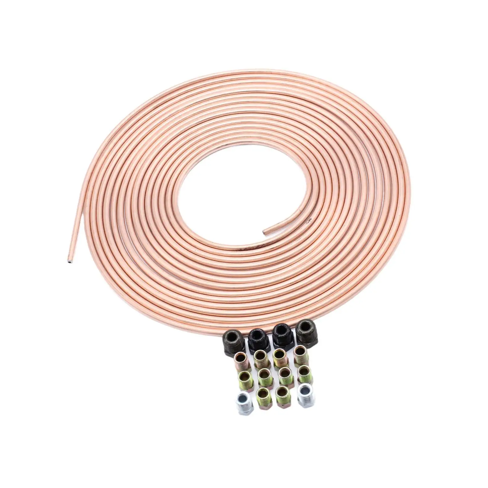 25ft 3/16 Brake Line Roll Kit Professional Flexible for Hydraulic Braking Systems Easily Install Repair Parts with 16 Fittings