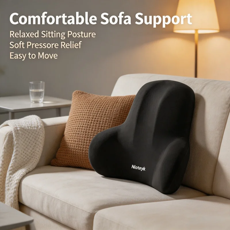 Memory Foam Lumbar Back Cushion for Car Office Gaming Chairs and Postpartum Waist Support Multi Functional Pain Relief Pillow