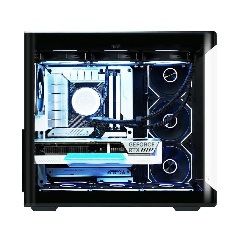 حافظة كمبيوتر مكتبي Cooler Master Elite 600 ATX بتصميم متكامل من الزجاج المنحني لعرض البحر يدعم تبريد المياه 360 درجة من النوع C