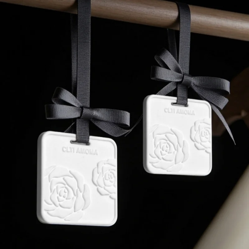 1pc Plaster Aromatherapy Hanging pendant Car Home Bathroom Bedroom Wardrobe Rose Pattern Long-lasting Fresh Freesia Scent