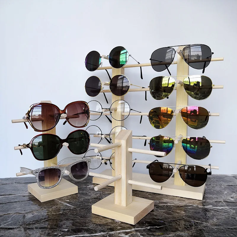 Natural Wooden Display Eyeglasses Stands New 9 Sizes Multi Layers Sun Glasses Shelf Glasses Holder Worked Great Assemblable