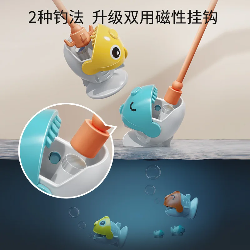 Brinquedos de pesca das crianças bateria magnética em massa peixe falso girar tenda peixe quebra-cabeça divertido jogo de pesca simulação vara de pesca balde
