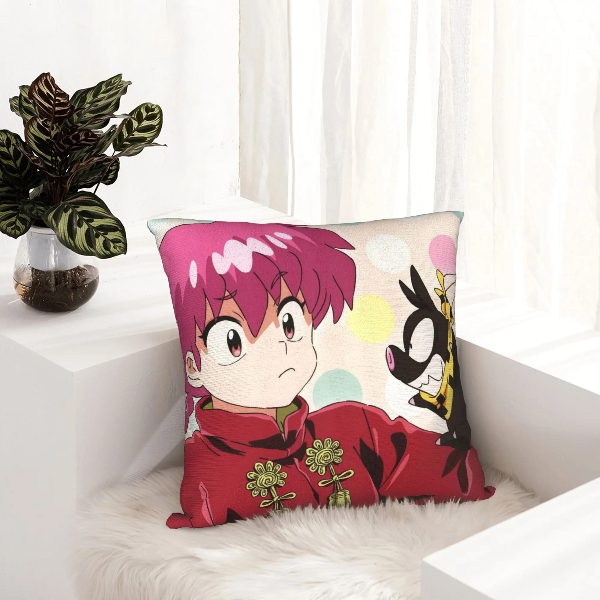 Anime Ranma And P-chan Pillowcase Double-sided Printing Cushion Cover Decorations  Pillow Case Cover Chair Square