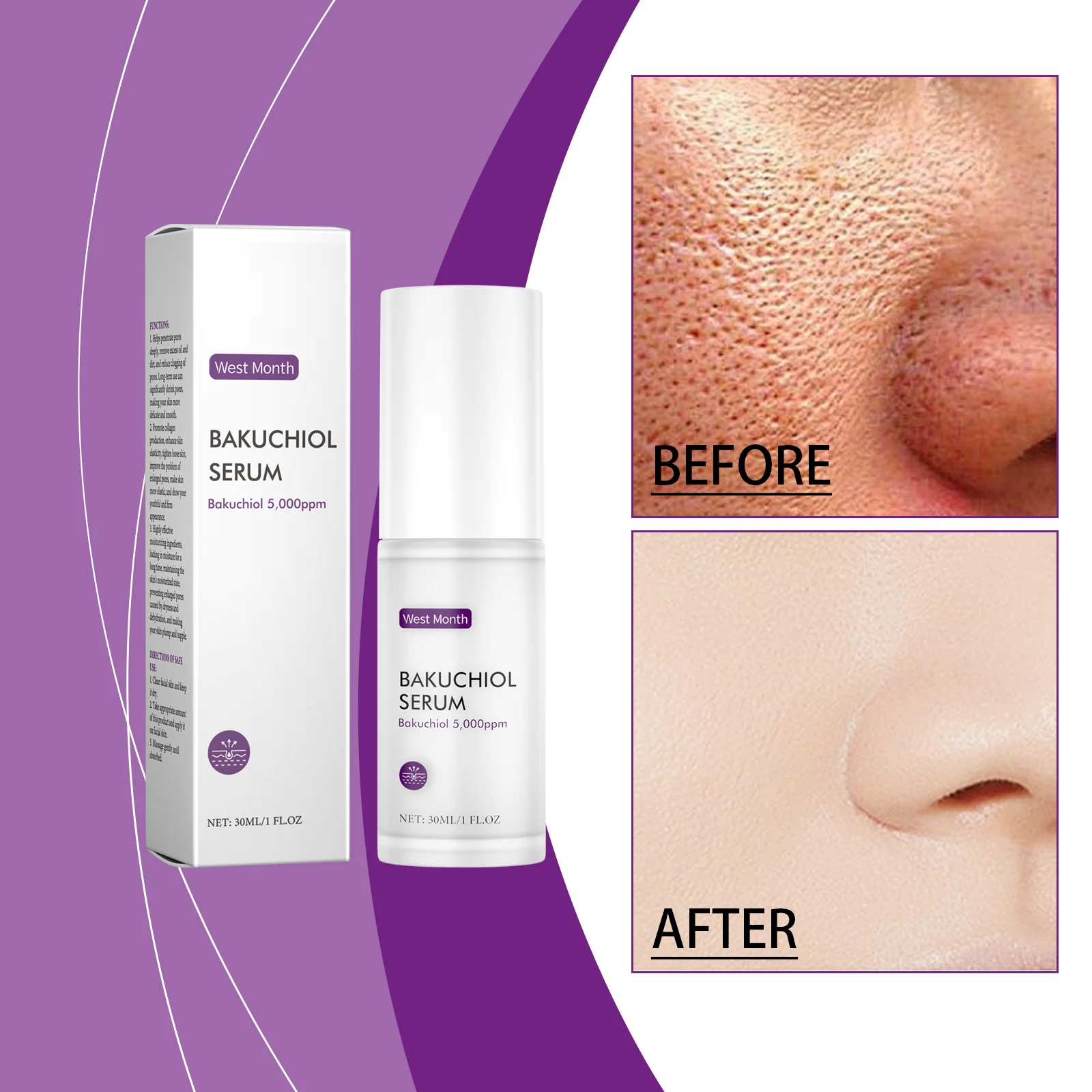 Bakuchiol Serum 5,000ppm - Natural Retinol Alternative, Anti-Aging Face Serum for Wrinkles & Fine Lines