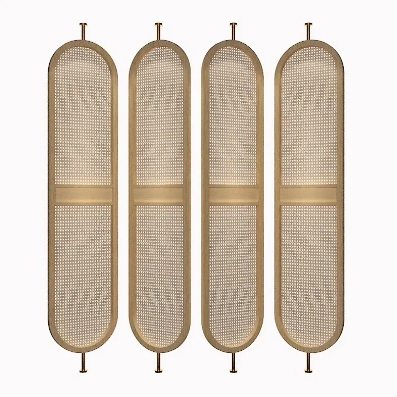 Chinese screen rattan rotating living room solid wood modern entrance home hotel study living room lobby - Dingtian