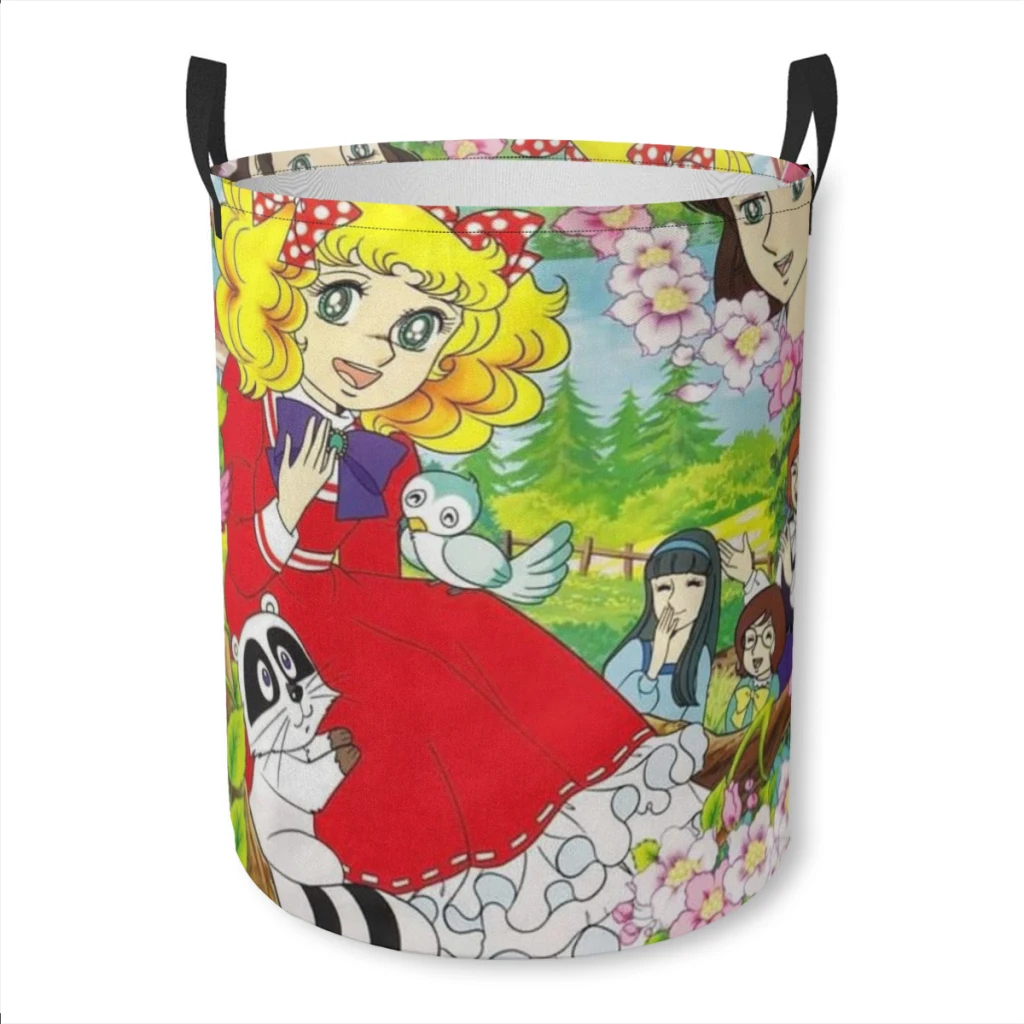 

Household Fabric Dirty Cloth Basket Storage BucketCute Candy Candy Home Folding Toy Storage Basket Laundry Basket