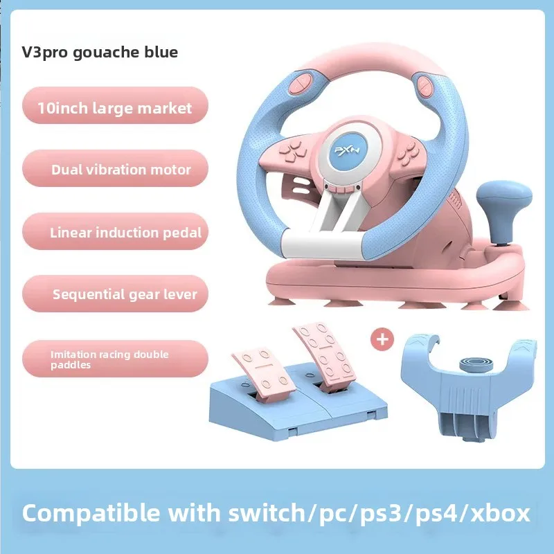 Volante da gioco Pxn V3 Pro 180 °   Volante da Gioco USB Rotante con Vibrazione per PC/PS4/Xbox Series