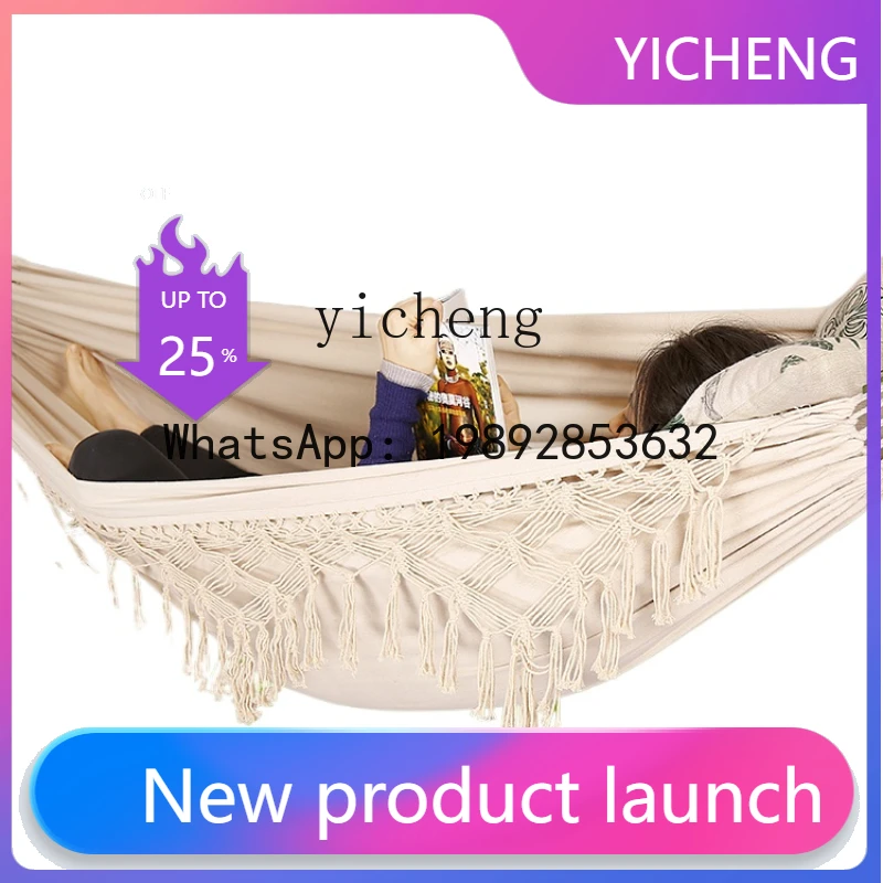 X1 Outdoor Hammock Double Swing Anti-Flip Home Indoor Artistic Cotton Linen Thickened Canvas Hammock home decor