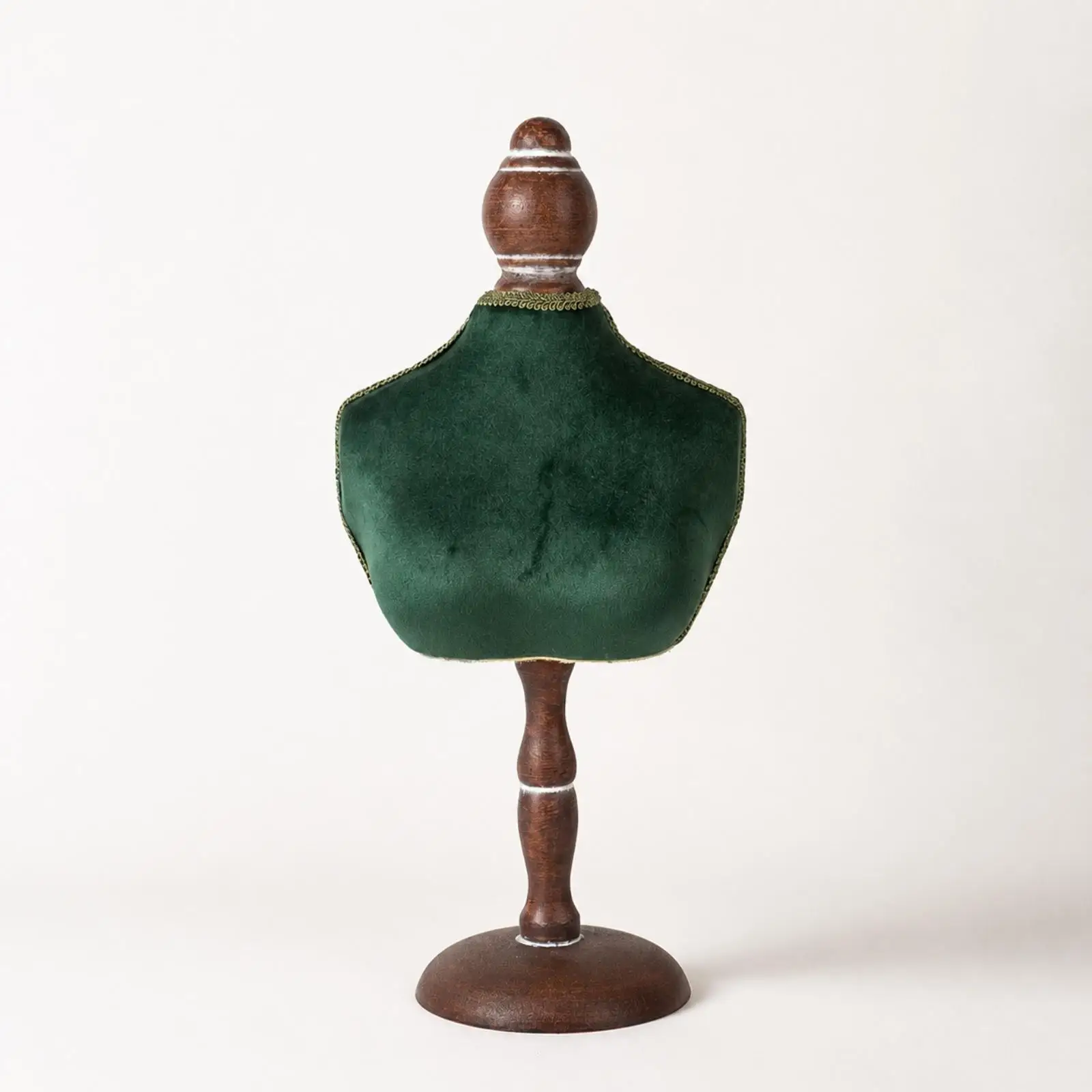 Wooden Finial Jewelry Bust Display Stand Velvet Necklace Mannequin for Boutique Counter Studio Product Photography Organizer