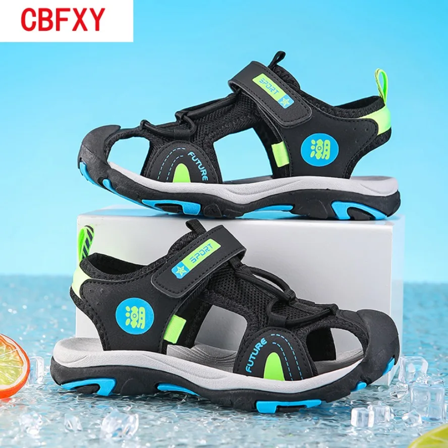 Summer Breathable Children's Sandals 5-16Y Boys' Fashion Beach Water Shoes Non Slip Outdoor Soft Bottom Sports Sandal Shading