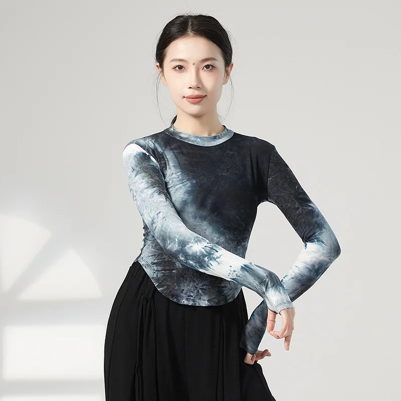 Classical Dance Clothing Female Adult Long Sleeve Finger Practice Clothing Chinese Modern Folk Dance