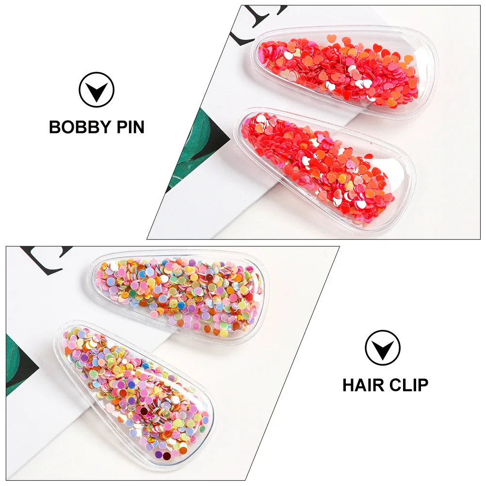 

20pcs Transparent Sequins Hair Clips Drop-Shaped Diy Materials For Hairstyle Decoration Pvc Quick Sand Hairpin Diy Accessories