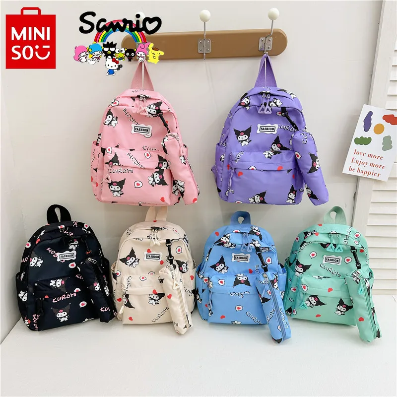 Детский рюкзак Miniso Sanrio, Модный высококачественный рюкзак для девочек, мультяшный вместительный студенческий комплект из 2 предметов, рюкзак