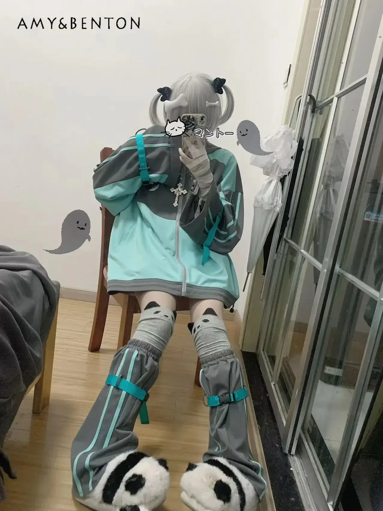 Japanese Harajuku Color Matching Oversized Hooded Coat Mine Mass-Produced Y2K Loose Sweatshirt Street Zip Up Hoodie Autumn New