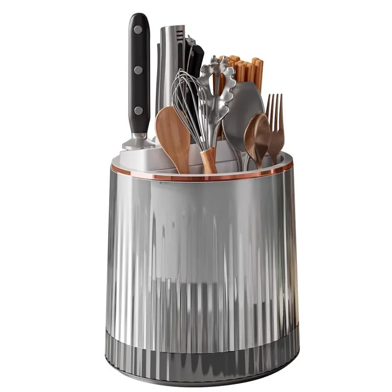 2026 New Rotating Knife Holder, Multifunctional Kitchen Storage Box with Chopstick Cage, All-in-One Knife & Utensil Organizer