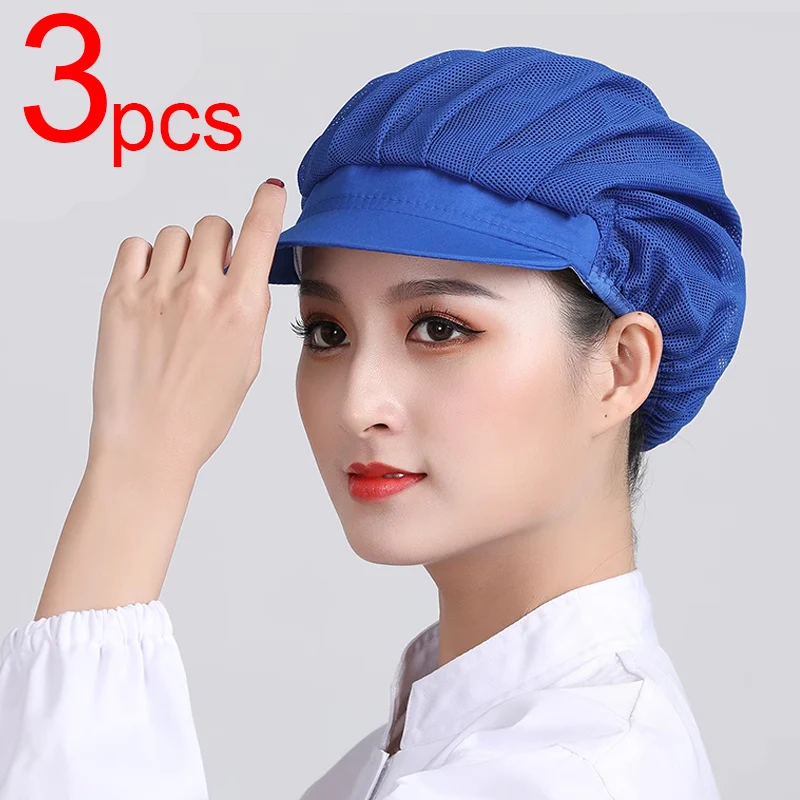 3pcs Food Service Work Hat Chef Hat Kitchen Cooking Hygienic Cap Food Service Hair Nets Factory Bundled Hair Work Headband Hat
