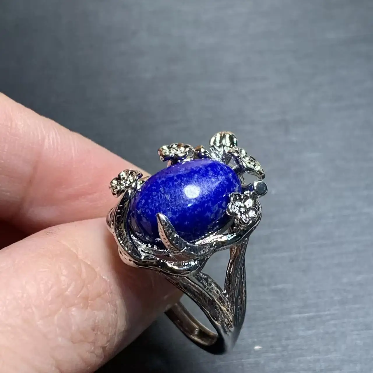 50 HEYYA STONE  Natural LAPIS Ring For Women 925 Silver Plated Simple Fine Jewelry Stone Gemstone Classic Style