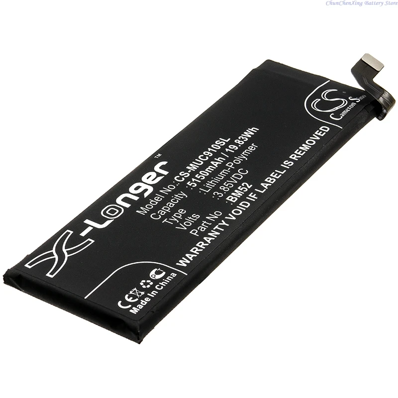 Replacement 3.85V 5150mAh CS-MUC910SL Battery BM52 for Xiaom Mi CC9e Pro  M1910F4E  Mi Note 10 Pro  M1910F4S  M1910F4G  CC9 Pro
