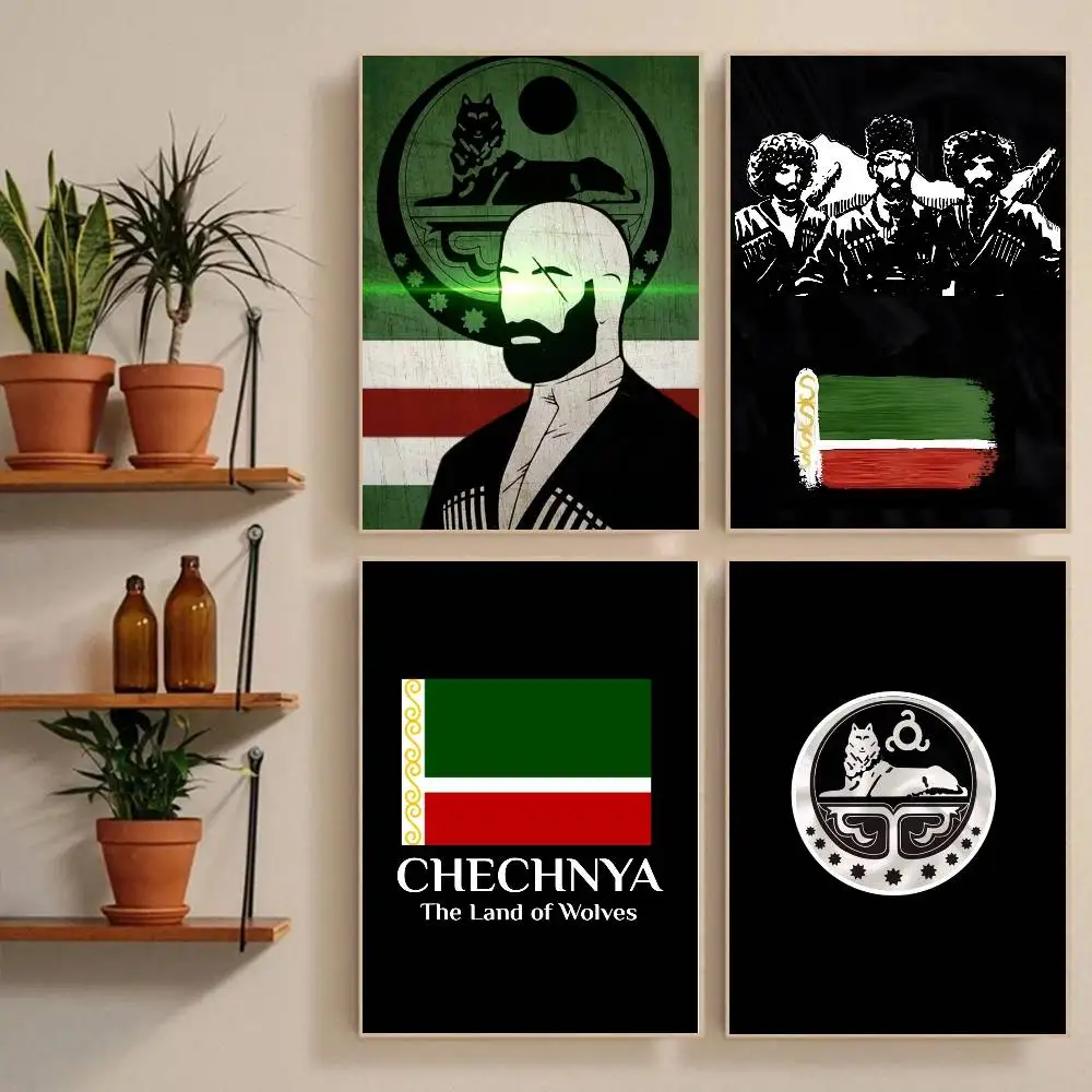 1pc Chechen National Flag Poster Sticker Print Waterproof Wall Art For Living Room Bedroom Home Decor