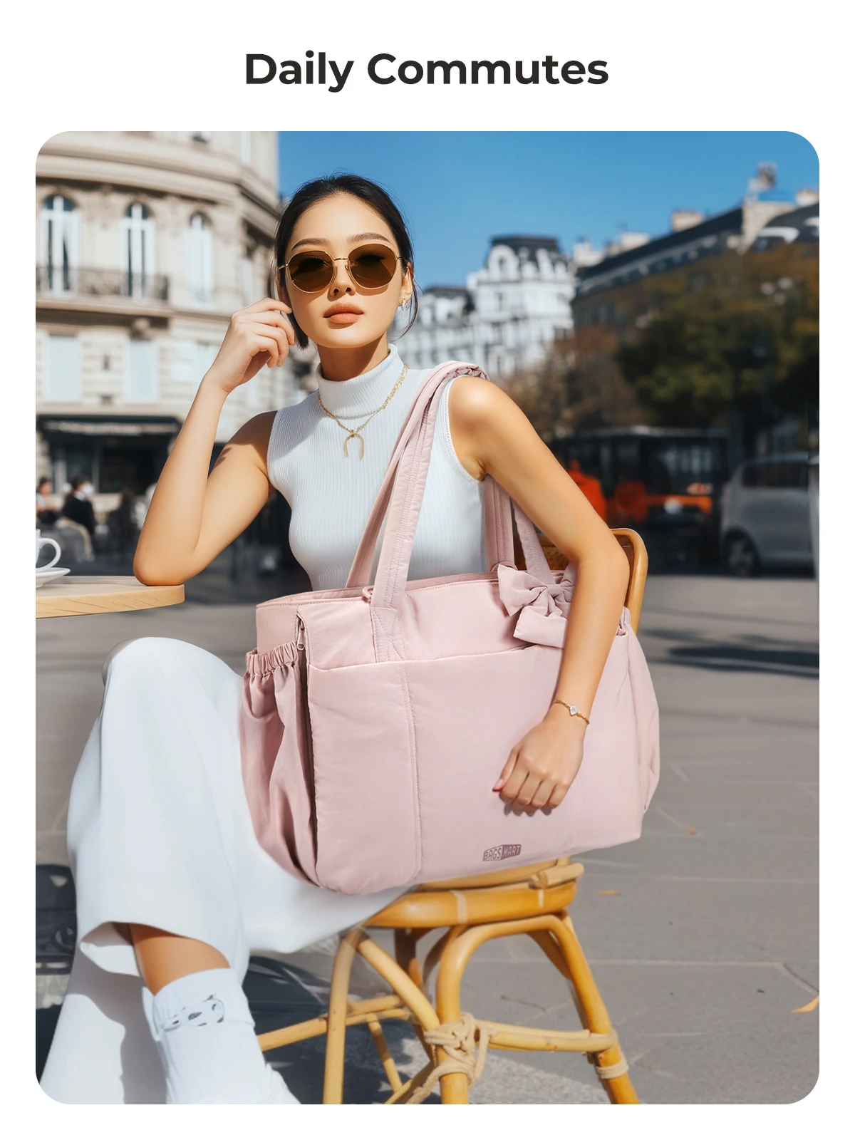 BAGSMART Einkaufstasche mit großer Kapazität für Damen, vielseitige Handtasche zum Pendeln, Messenger-Schultertasche mit mehreren Taschen – Detail 11
