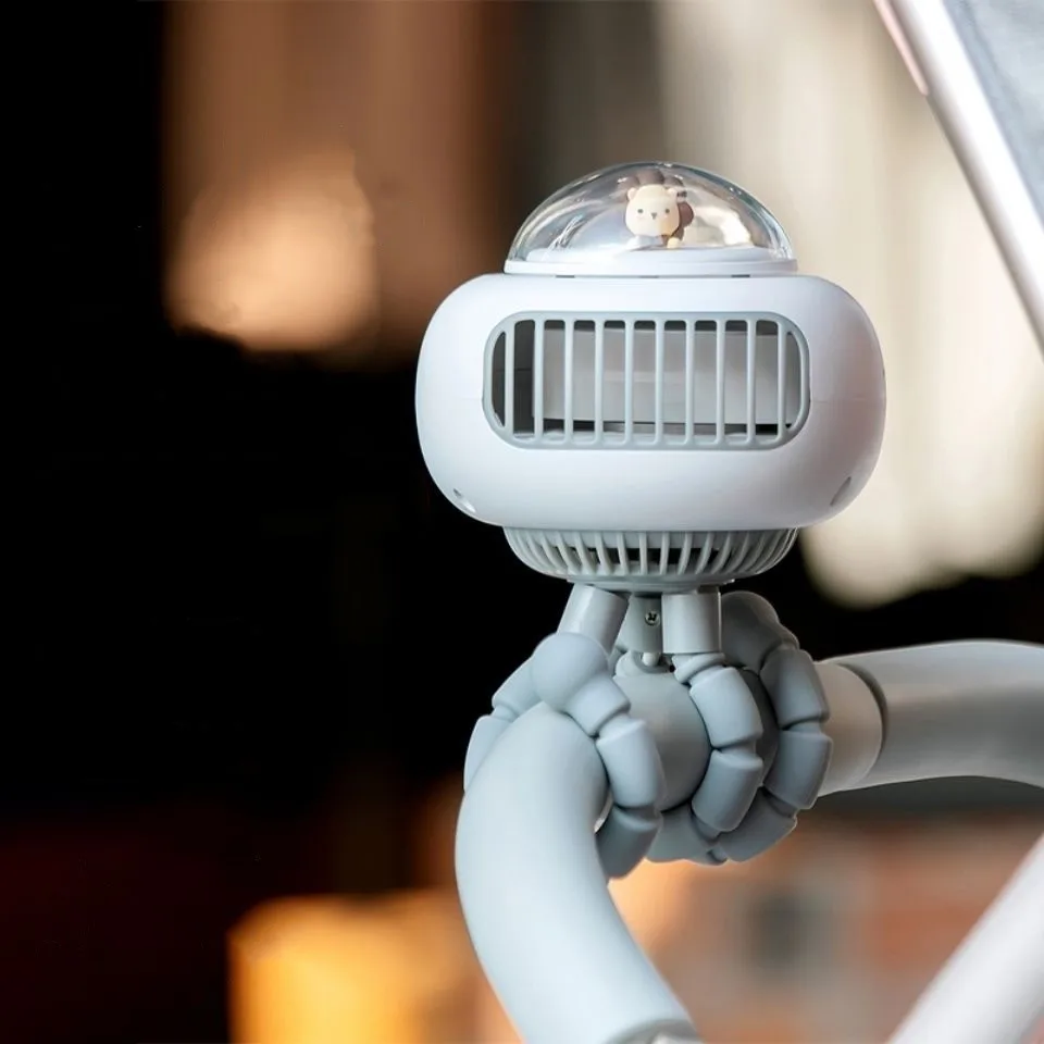 Mini Flexible Klimaanlage 3600mAh Aufladbare Kinderwagen Lüfter 130 ° Auto Rotation 4-getriebe Wind Handheld für im freien Ruhig