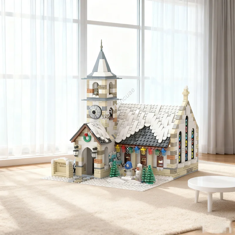 

1771pcs MOC Winter Village Old Stone Church Seasonal Model Building blocks toy DIY creative Brick Kids Christmas gift Birthday