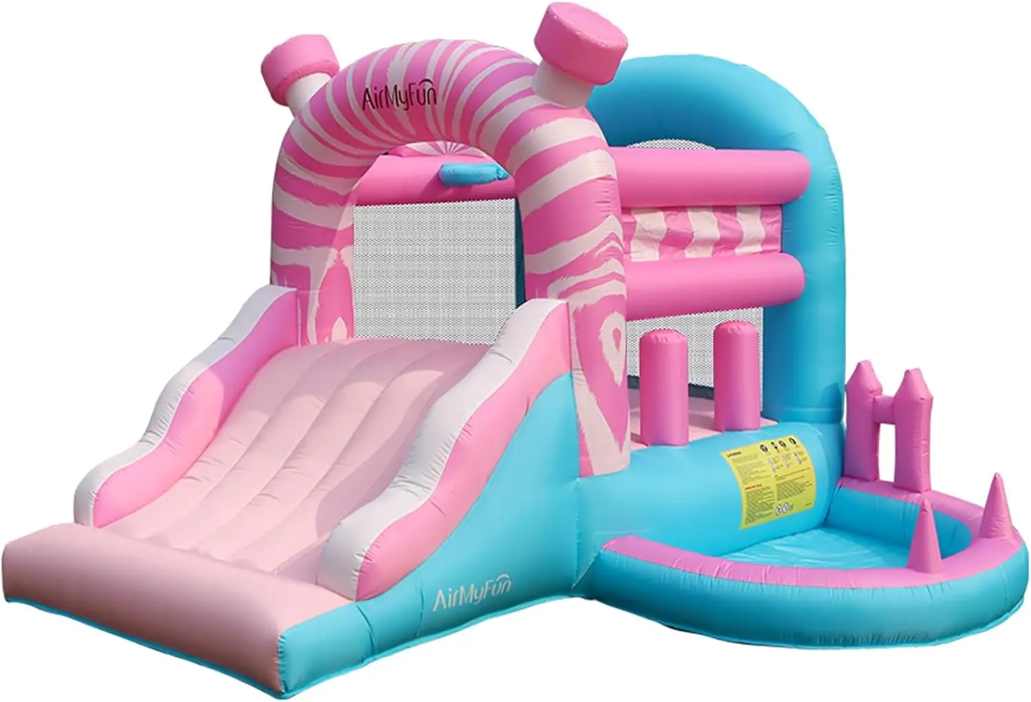 Casa gonfiabile rosa con ventilatore, buttafuori gonfiabili Princess Bouncy Castle per bambini con pozzo per palline e ampio scivolo per interni