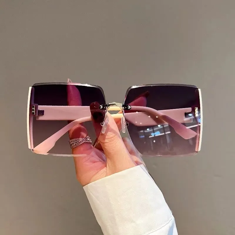 Square Frameless Retro Sunglasses for Women Fashion Vintage 