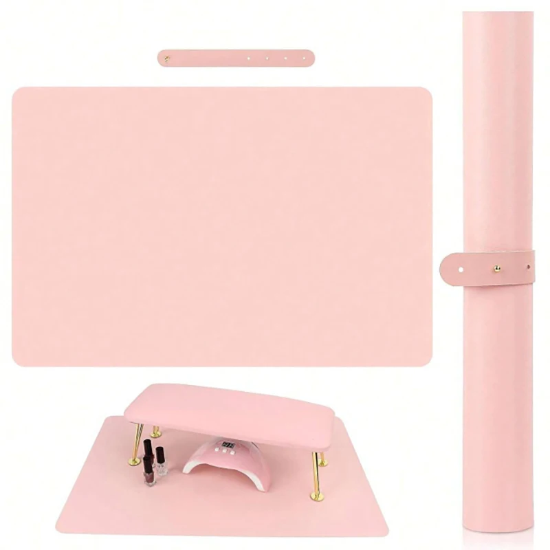 Nail Art Table Mat Soft Foldable Manicure Hand Rest Pad Waterproof Scratch Easy-Clean Office Desk Mat Portable PU Leather Pads