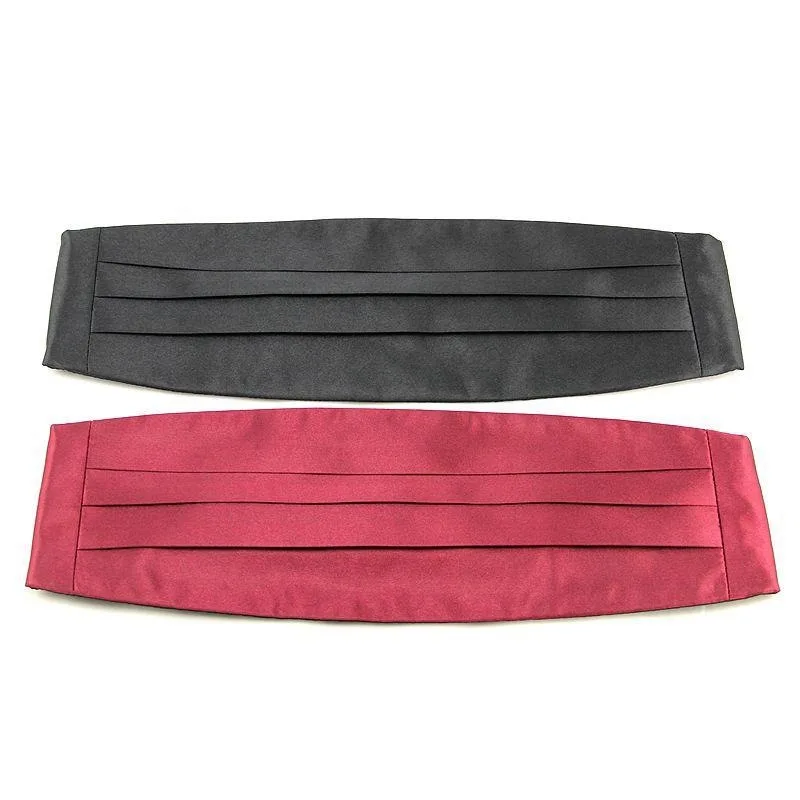 Silk Men's Classic Cummerbund Black twill Satin buckle Elastic Bellyband Formal Wedding Tuxedo Suit male accessories Cummerbunds