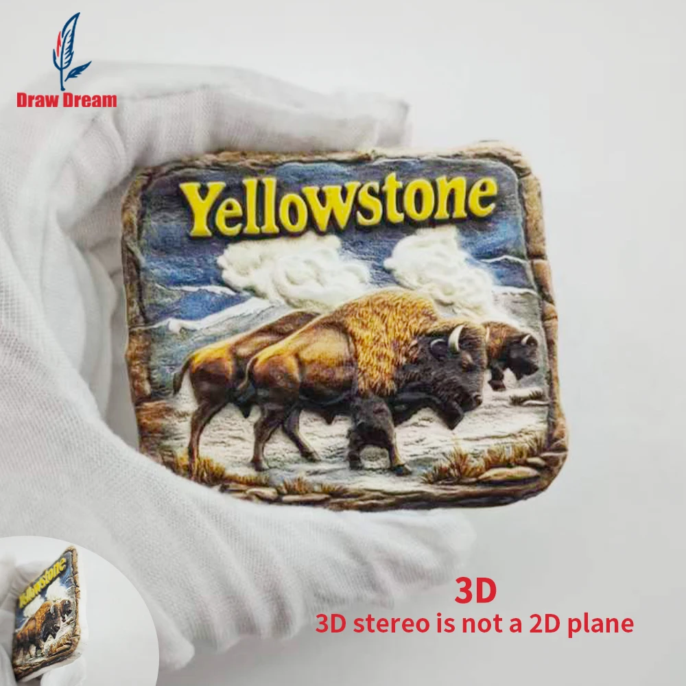 1Pc Yellowstone Park Refrigerator Magnet World Travel Souvenir Collection Suitable for Home and Office Decoration, Personalized Exclusive Travel Souvenir Magnetic Refrigerator Magnet, Home Decoration, Kitchen, Room, Office, Cabinet Crafts Gift, Holiday Souvenir, Exquisite Small Gift
