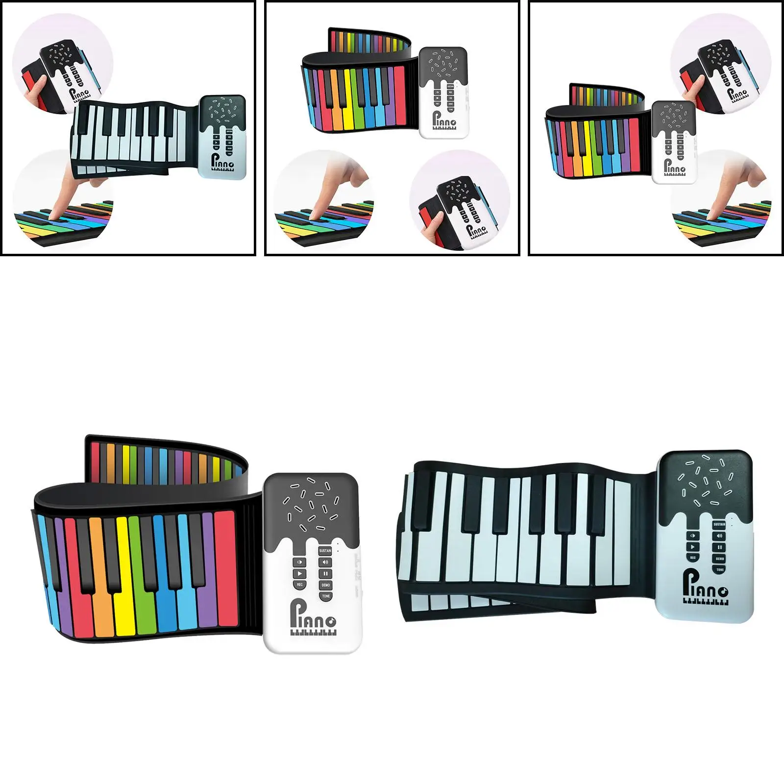 

Roll up Piano Rechargeable Sturdy Silicone Travel Piano Birthday Gift Hand Roll Piano Roll Out Piano Keyboard Portable Piano