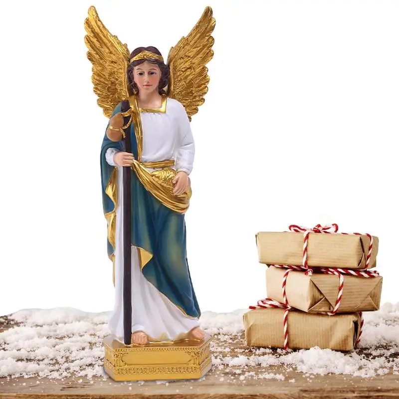 Diyalo Catholic Church Archangel Raphael Statue Resin Saint Rafael Figurines  Bookshelves Desks Decor