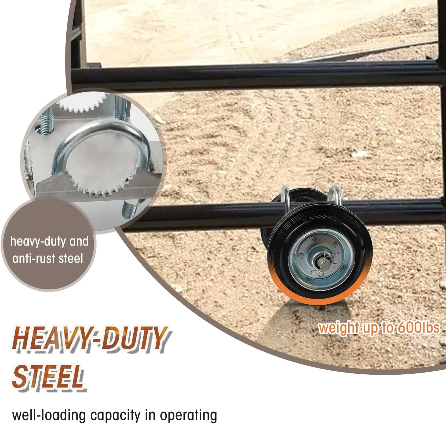 عجلة بوابة فولاذية شديدة التحمل مقاس 6 بوصات حامل دوار مطاطي لأجزاء سياج ربط سلسلة الممرات بوابات أنبوبية معدنية والمزيد، حزمة من 1