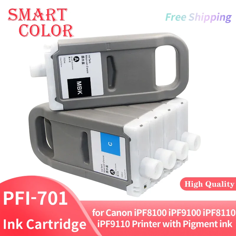 PFI-701 PFI 701 Ink Cartridge 700ML For Canon IPF8000 9000 8100 9100 8110 9110 Printer 12Color With Pigment Ink With Stable Chip