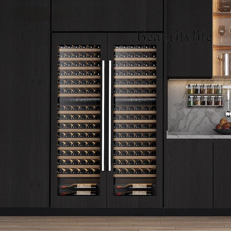 

Seamless embedded wine cabinet constant temperature double temperature high-end ice bar refrigerator can hang wooden boards