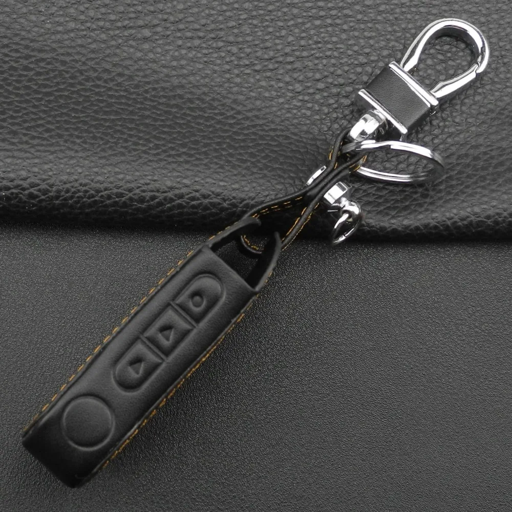 jingyuqin 3 BTNS Remote Leather Key Cover Case A93 Keychain Silicone Case For Starline A93 A63 Two Way Car Alarm