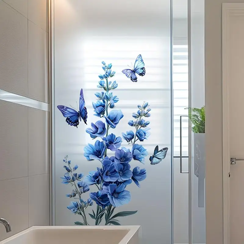 Removable Rose Glass Stickers for Bathroom Door Adhesive Elegant Flower Home Window Privacy Decor view 2