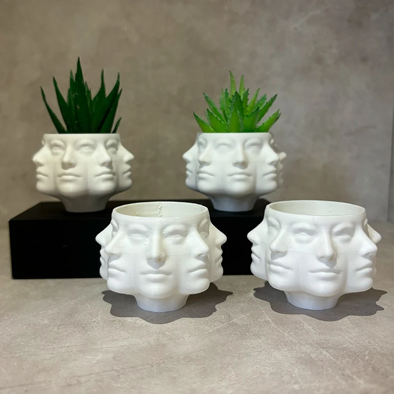 4 Pieces Mini Face Flower Pot Succulent Pot Desktop Ornament Plastic Planter Home Decor Plant Pot