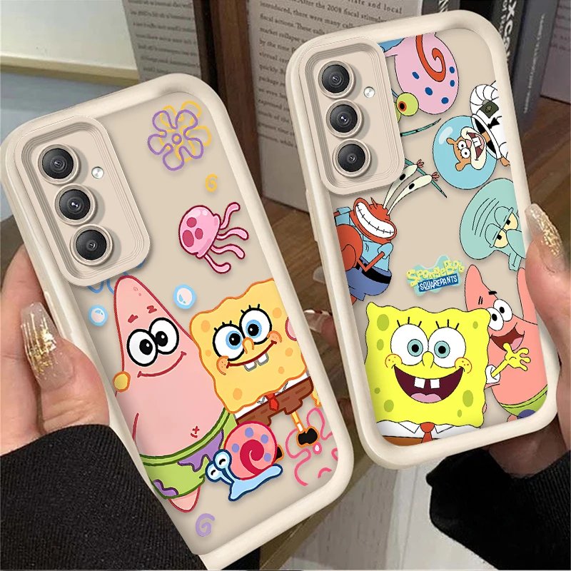 Cute Anime SpongeBobs Case for Samsung Galaxy A16 A25 A55 A35 A15 A06 A05 A05S A24 A13 A23 A12 A22 A32 A52 A71 A51 4G Back Cover